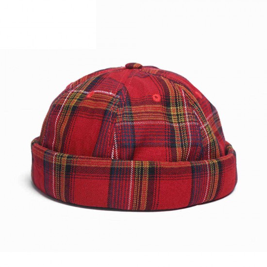 Landlord Cap Dome Cap Innocent Plaid Sailor Cap  Street Trends Melon Stripe Brimless Hats