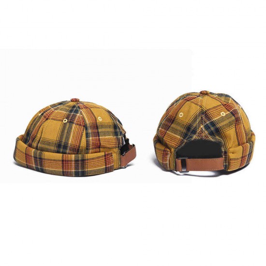 Landlord Cap Dome Cap Innocent Plaid Sailor Cap  Street Trends Melon Stripe Brimless Hats