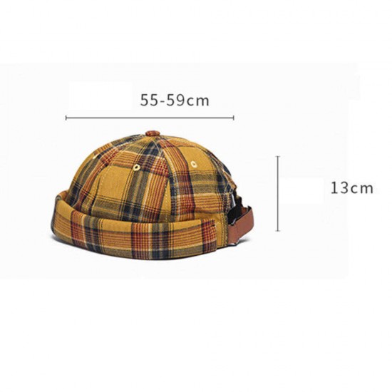 Landlord Cap Dome Cap Innocent Plaid Sailor Cap  Street Trends Melon Stripe Brimless Hats