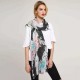 Linen Lightweight Peony Chiness Watercolor Painting Scarf Summer Breathable Flower Shawl For Women