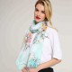 Linen Lightweight Peony Chiness Watercolor Painting Scarf Summer Breathable Flower Shawl For Women