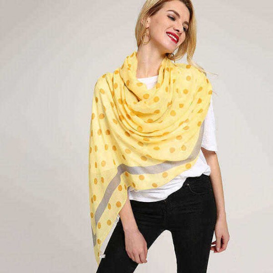 Linen Lightweight Simple Wave Point Print Scarf Wraps Women Fashion Summer Shawl