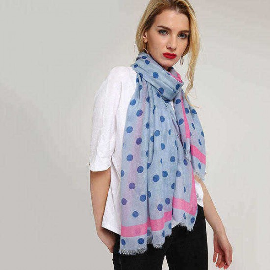 Linen Lightweight Simple Wave Point Print Scarf Wraps Women Fashion Summer Shawl