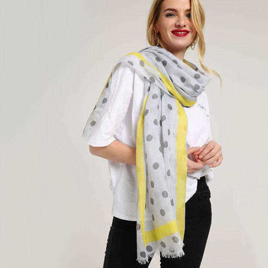 Linen Lightweight Simple Wave Point Print Scarf Wraps Women Fashion Summer Shawl