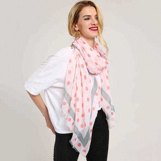 Linen Lightweight Simple Wave Point Print Scarf Wraps Women Fashion Summer Shawl