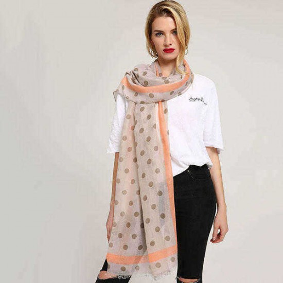 Linen Lightweight Simple Wave Point Print Scarf Wraps Women Fashion Summer Shawl