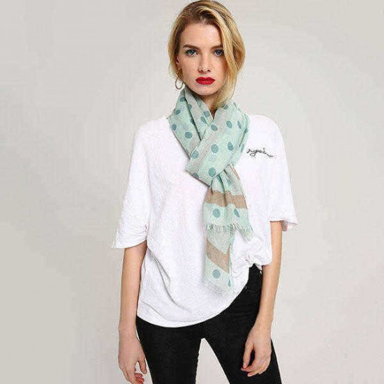 Linen Lightweight Simple Wave Point Print Scarf Wraps Women Fashion Summer Shawl