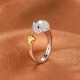 Lovely Chinese Zodiac Gold Rings Animals Rhinestones Silver Adjustable Rings for Girls Women