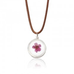 Lovely Dried Flowers Crystal Ball Pendant Wax Rope Clavicle Necklaces