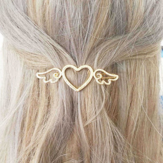 Lovely Hollow Heart Shape Side Wing Hair Clips Barrettes Hair Accessories for Girls Women