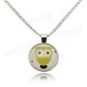 Lovely Owl Animal Glass Cabochon Silver Chain Pendant Necklace