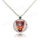 Lovely Owl Animal Glass Cabochon Silver Chain Pendant Necklace