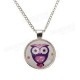 Lovely Owl Animal Glass Cabochon Silver Chain Pendant Necklace