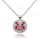 Lovely Owl Animal Glass Cabochon Silver Chain Pendant Necklace