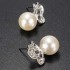 Lovely Silver Pearl Butterfly Ear Stud Earrings For Women