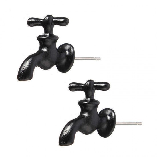 Lovely Water Tap Wrench Ear Stud Art Earrings