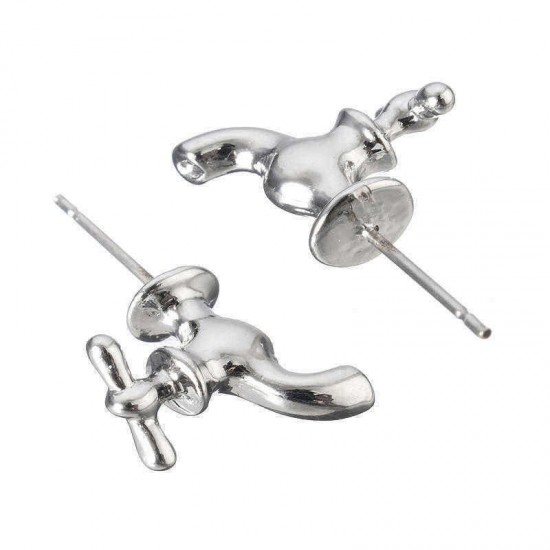 Lovely Water Tap Wrench Ear Stud Art Earrings