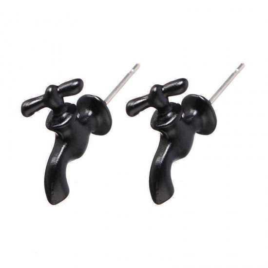 Lovely Water Tap Wrench Ear Stud Art Earrings