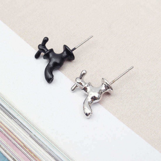 Lovely Water Tap Wrench Ear Stud Art Earrings