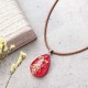 Luminous Resin Dried Flower Charm Neckalce Water Drop Pendant Crystal for Women