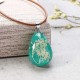 Luminous Resin Dried Flower Charm Neckalce Water Drop Pendant Crystal for Women