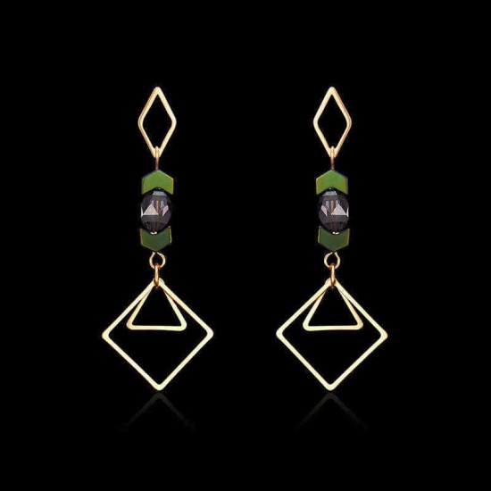 Luxury 18K Gold Plated Geometric Drop Earrings Elegant Ear Stud Best Gift for Women