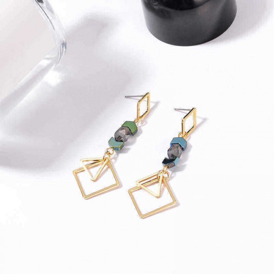 Luxury 18K Gold Plated Geometric Drop Earrings Elegant Ear Stud Best Gift for Women