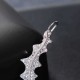 Luxury 925 Sterling Silver Earrings Leaf Full Zirconia Ear Cuff Piercing Earrings for Women