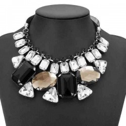 Luxury Big Crystal Statement Geometry Ribbon Chain Chunky Necklace