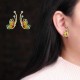 Luxury Butterfly Gold Earring Sweet Ceramic Rhinestones Crystal Ear Stud Gift for Women