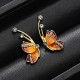 Luxury Butterfly Gold Earring Sweet Ceramic Rhinestones Crystal Ear Stud Gift for Women