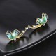 Luxury Butterfly Gold Earring Sweet Ceramic Rhinestones Crystal Ear Stud Gift for Women