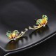 Luxury Butterfly Gold Earring Sweet Ceramic Rhinestones Crystal Ear Stud Gift for Women