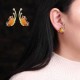 Luxury Butterfly Gold Earring Sweet Ceramic Rhinestones Crystal Ear Stud Gift for Women