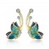 Luxury Butterfly Gold Earring Sweet Ceramic Rhinestones Crystal Ear Stud Gift for Women