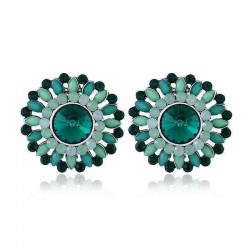 Luxury Crystal Rhinestone Stud Earring Bohemian Flower Charm Colorful Piercing Earrings for Women