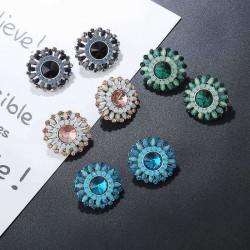 Luxury Crystal Rhinestone Stud Earring Bohemian Flower Charm Colorful Piercing Earrings for Women