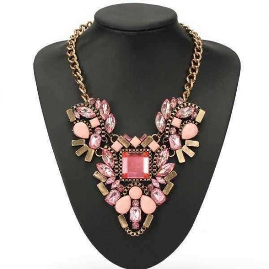 Luxury Crystal Water Drop Flower Choker Statement Pendant Necklace