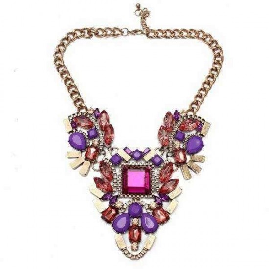 Luxury Crystal Water Drop Flower Choker Statement Pendant Necklace