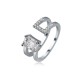 Luxury Double Layer Adjustable Open End Ring Platinum Plated Shiny Zircon Ring for Women