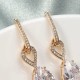 Luxury Earrings 24K Gold and Platinum Plated Water Drop Gemstone Pendant Elegant Heart Ear Stud Gift