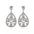 Luxury Elegant Earrings 24K Gold Platinum Plated Shiny Gemstone Inlay Water Drop Pendant Ear Stud