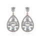 Luxury Elegant Earrings 24K Gold Platinum Plated Shiny Gemstone Inlay Water Drop Pendant Ear Stud