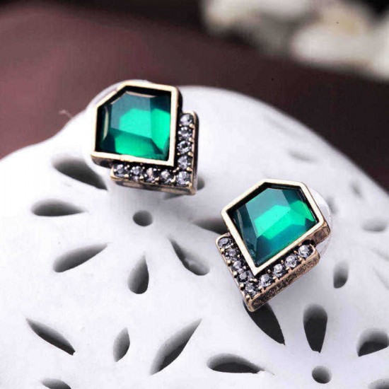 Luxury Emerald Lady Earring Rhinestone Ear Stub For Elegant Women