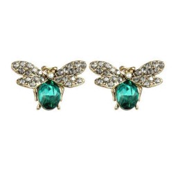 Luxury Oktant Rhinestone Crystal Ear Stud 18K Gold Plated Bees Earring Insect Piercing Earrings