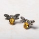 Luxury Oktant Rhinestone Crystal Ear Stud 18K Gold Plated Bees Earring Insect Piercing Earrings