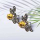 Luxury Oktant Rhinestone Crystal Ear Stud 18K Gold Plated Bees Earring Insect Piercing Earrings