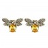 Luxury Oktant Rhinestone Crystal Ear Stud 18K Gold Plated Bees Earring Insect Piercing Earrings