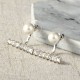 Luxury Pearl Rhinestones Silver Earring Cute Ear Jacket Stud Gift for Girls Women