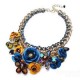 Luxury Resin Beads Metal Flower Statement Choker Necklace Multicolor